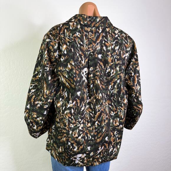 Ted Baker London Evrett Lantern Sleeve Shirt Top Blouse Camo Khaki size 4 NWT - Picture 8 of 12